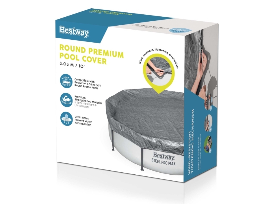 Bestway Abdeckung 305Cm Premium Rund Pool Abdeckung