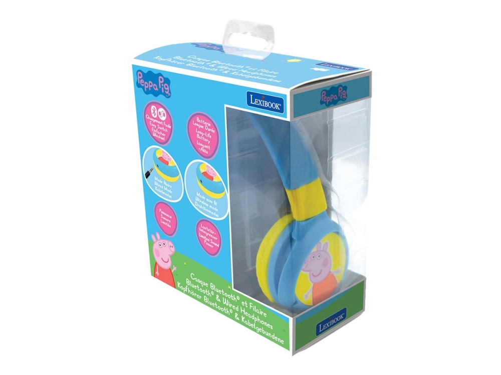 Lexibook Peppa Pig - Hörlurar - på örat - Bluetooth - trådlös, kabelansluten - 3,5 mm kontakt - blå, gul | TV, Ljud & Bild - Hörlurar & Mikrofoner | GameStuff