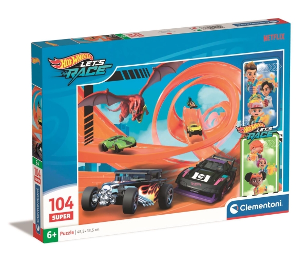 Puslespil Hotwheels, 104 Brikker
