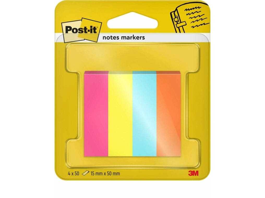 Post-It Post-It Marker (670-4Pop-Eu), Papier, 12,7X44,4Mm, 4X50 Karten, Mix Neonfarben