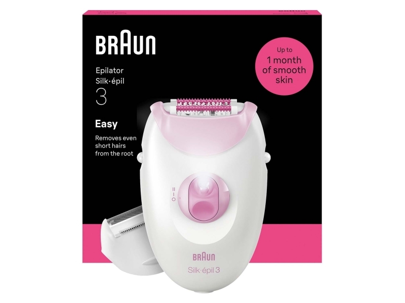 Epilator Silk·épil 3 med sladd, Långvarigt Slät Hud, 3-031, Rosa | Hårvård - Hårborttagning - Epilator | GameStuff