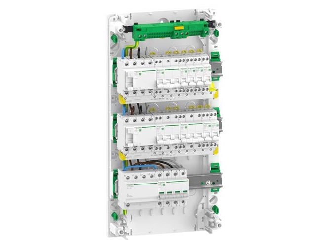 Færdigmonteret Resi9 XP PW gruppetavle 3 rækker 13M: 1xAFB 1xSPD + 2xRCD + 1xC16A 1PN + 5xC10A 1PN 1