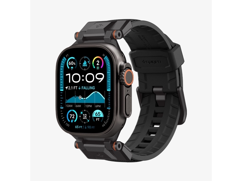 Spigen Durapro Armor, Band, Smartwatch, Sort, Apple, Apple Watch Ultra (49Mm), Nylon, Termoplastisk Polyurethan (Tpu)