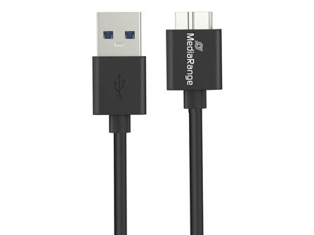 Mediarange Usb-A To Micro-B Usb 3.0 Charge And Sync Cable, Usb 3.0, 5 Gbps, 5W Max., 50Cm, Black, 0.5 M, Usb A, Micro-Usb B, Usb 3.2 Gen 1 (3.1 Gen 1