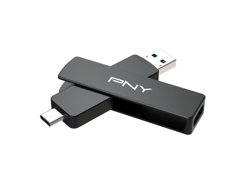 Pny Duo Link V3, 1 Tb, Usb Type-A / Usb Type-C, 3.2 Gen 1 (3.1 Gen 1), 1000 Mb/S, Swivel, Black