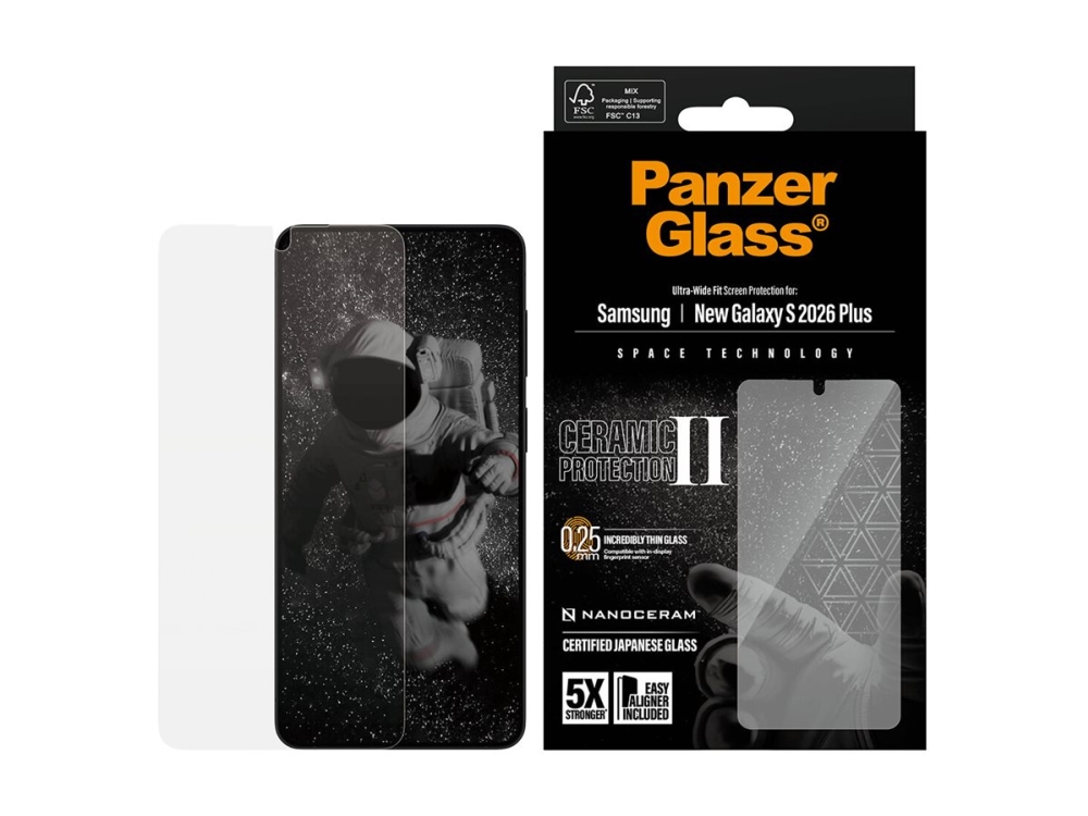 Panzerglass Ceramic Screen Protector Samsung Galaxy S26+ | Ultra-Wide Fit W. Easyaligner, Samsung, Samsung - Galaxy S26+, Dry Application, Scratch