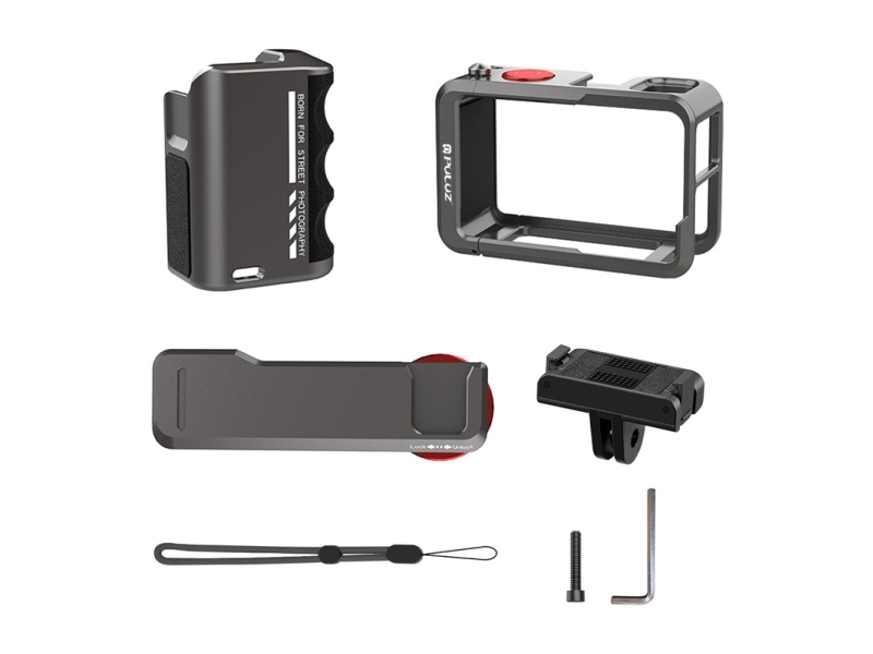 Puluz Beskyttelsesetui I Metal Med Puluz-Håndtag Til Dji Osmo Action 5 Pro / Action 4 / Action 3