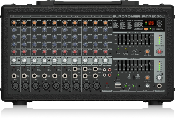 Behringer PMP2000D, 14 kanavaa, musta