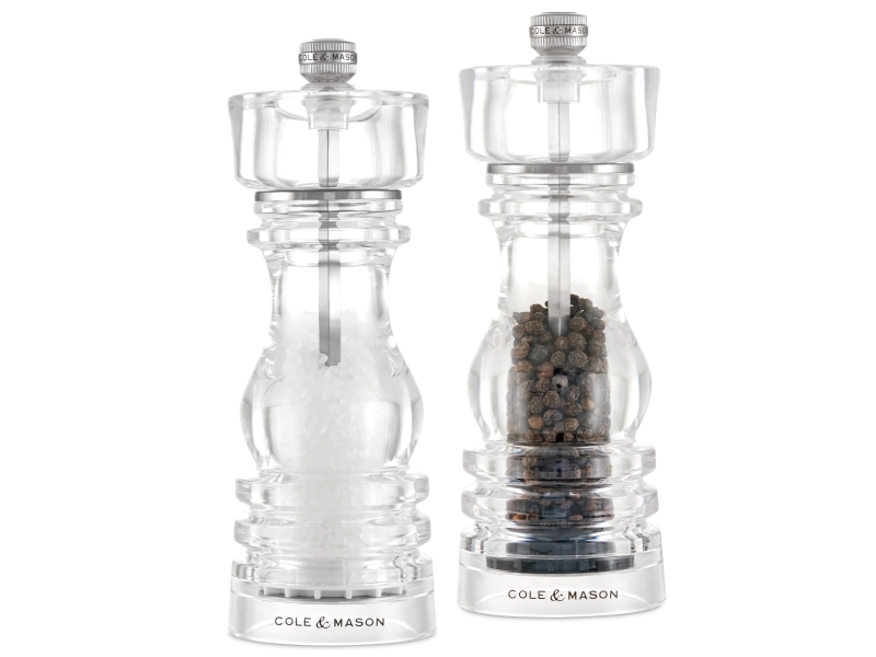 Cole & Mason H233107, Salt og peberkværn sæt, Transparent, Akryl, Peber, Salt, 180 mm