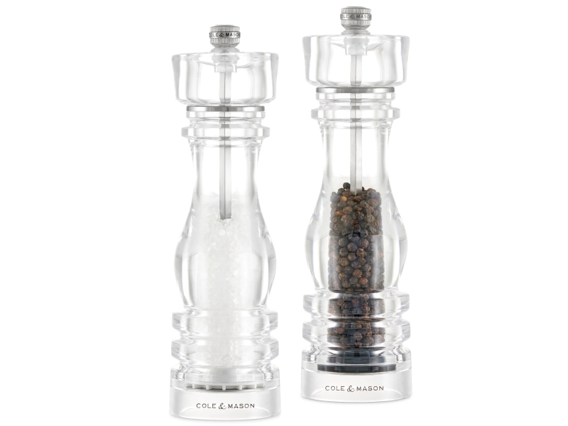 Cole & Mason H233110, Salt Og Peberkværn Sæt, Transparent, Akryl, Peber, Salt, 220 Mm