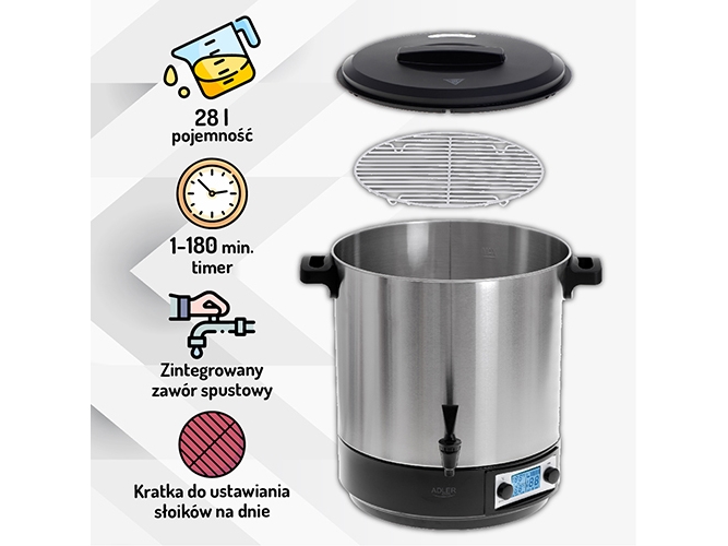 Adler Elektrisk pastöriseringsapparat - 28 liter | N - A | GameStuff