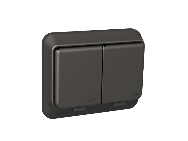 Schneider Electric Exxact 2-Teilige Steckdose Ip44 Mit Federklemmen? Anthrazit
