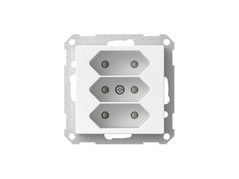 Schneider Electric Exxact 3-Teilige Steckdose Euro Mittelplatte Schraubanschluss Weiss