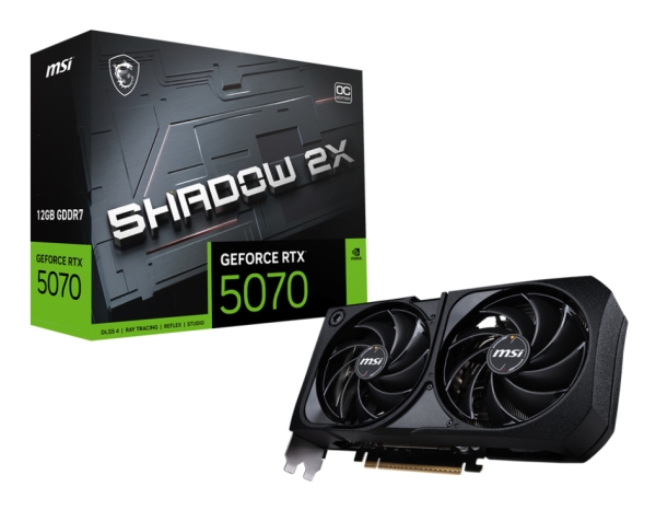 MSI GeForce RTX 5070 12G SHADOW 2X OC, GeForce RTX 5070, 12 GB, GDDR7, 192 bit, 7680 x 4320 pixlar, PCI Express 5.0 | Datorkomponenter - Grafikkort & Tilbehör - NVIDIA | GameStuff