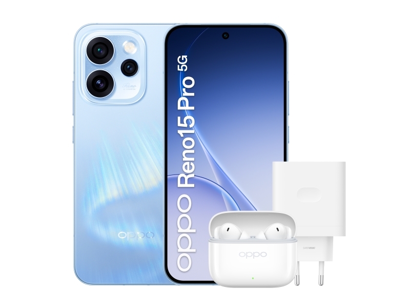 Oppo Reno15 Pro 5G Aurora Blue Box, 16,1 Cm (6.32"), 12 Gb, 512 Gb, 200 Mp, Android 16.0, Blå