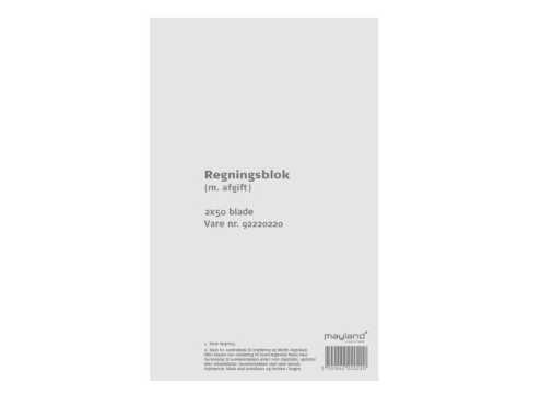 Regningsblok 92 2202 20 126x200mm med Moms 2x50 Blade