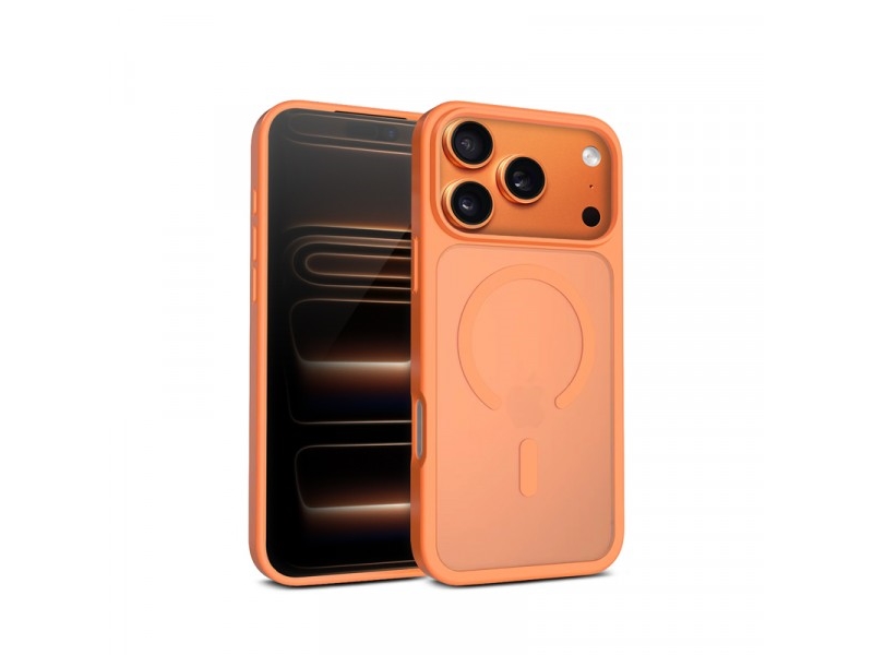 Dėklas Crong Hybrid Matte Magnetic - Magsafe Iphone 17 Pro Max Case (Oranžinis)