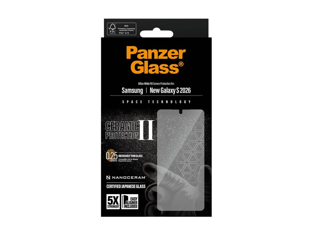 Panzerglass Ceramic Screen Protector Samsung Galaxy S26 | Ultra-Wide Fit W. Easyaligner, Samsung, Samsung - Galaxy S26, Dry Application, Scratch Re