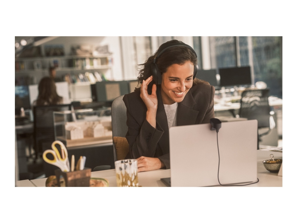 Jabra Evolve3 85 UC - Headset - fuld størrelse - Bluetooth - trådløs, kablet - aktiv støjfjerning - 3,5 mm jackstik, USB-A via Bluetooth adapter - støjisolerende - sort - med trådløs opladningsblok - UC-certificeret