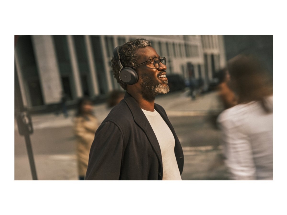 Jabra Evolve3 75 MS - Headset - på øret - Bluetooth - trådløs - aktiv støjfjerning - USB-A via Bluetooth adapter - sort - Certified for Microsoft Teams, Certified for Microsoft Teams Open Office