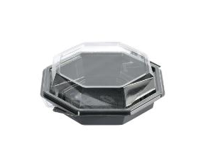 Multiboks Octaview 1-fack 417 ml 160x160x60 mm med lock APET grå/transparent, 420 st/fp | Rengöring - Utrustning - Skrapor & Kvastar | GameStuff