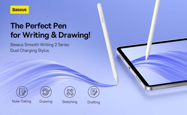 Baseus Smooth Writing 2 Ipad Uyumlu Kalem-Beyaz, Touchpanel, Netapp, Apple Ipad