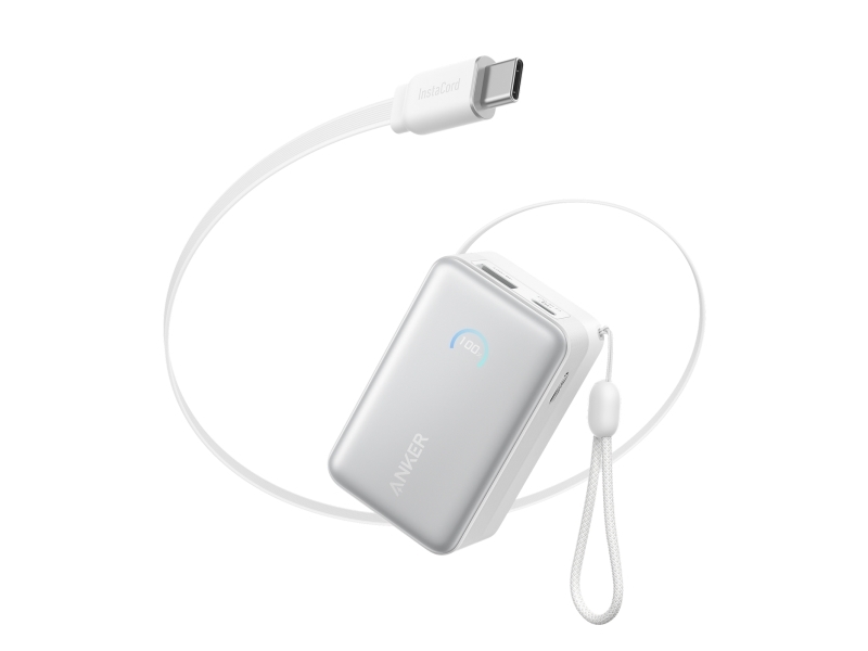 Anker Nano išorinė baterija, 45 W, su integruotu ištraukiamu USB-C laidu | A1638H21 | 10000 mAh | Baltas Anker Nano išorinė baterija, 45 W, su integruotu ištraukiamu USB-C laidu | A1638H21 | 10000 mAh | Baltas