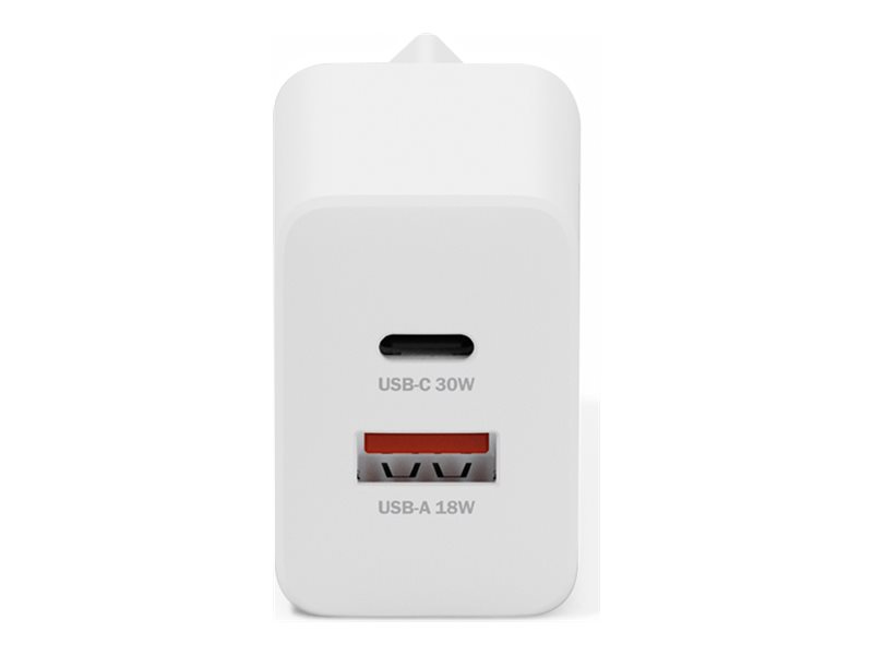 Digitus - Strømforsyningsadapter - Gan - 30 Watt - 1 A - 2 Output-Stikforbindelser (Usb-C, Usb) - Hvid