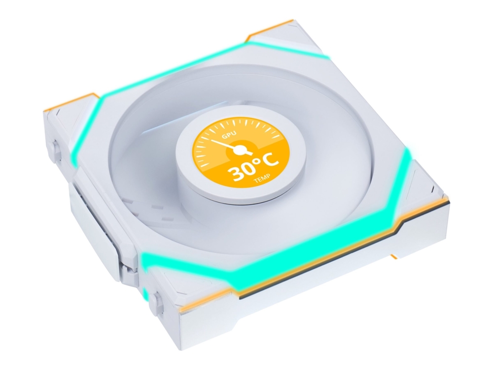 Lian Li UNI FAN SL Langaton LCD 120 käänteinen tuuletin, tuuletin, 12 cm, Hvid