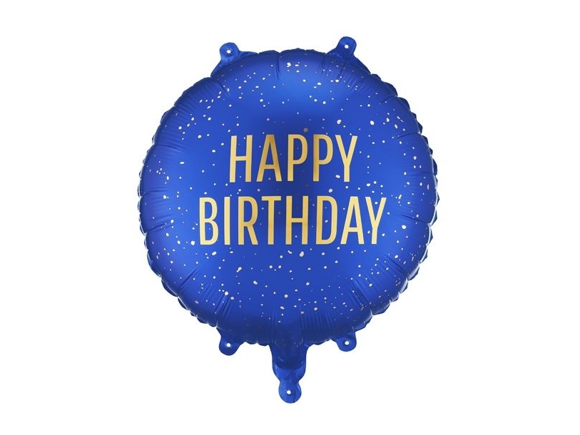 Blå Happy Birthday Folieballon