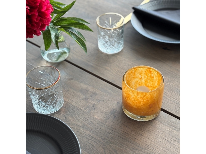 Securit® Sæt 12 stk. AYLA glasstager og LED fyfadslys, orange/farvet lys