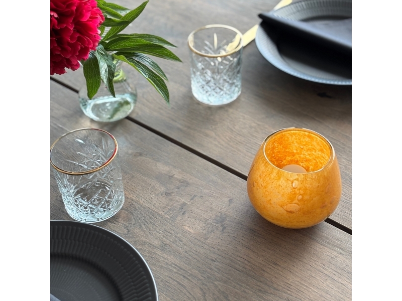 Securit® Sæt 12 stk. LUNA glasstager og LED fyfadslys, orange/farvet lys