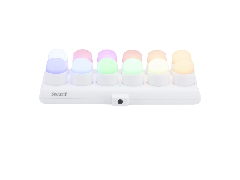 Securit® Sæt 12 stk. LUNA glasstager og LED fyfadslys, orange/farvet lys
