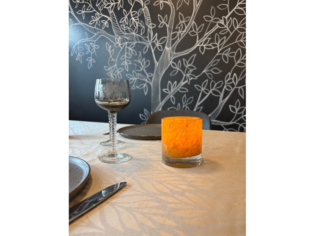 Securit® Sæt 12 stk. MANI glasstager og LED fyfadslys, gylden orange/farvet+hvidt lys