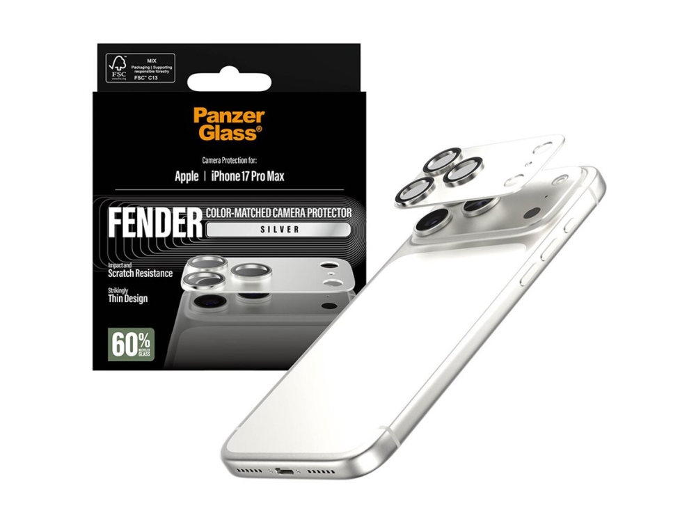 Panzerglass Fender Camera Protector Silver Iphone 17 Pro Max, Apple, Apple - Iphone 17 Pro Max, Dry Application, Scratch Resistant, Shock Resistant