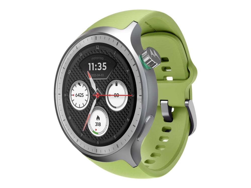 Motorola Moto Watch - Matte Silver - Smart Ur Med Bånd - Silikone - Pantone Herbal Garden - Display 1.4" - 4 Gb - Bluetooth - 40 G