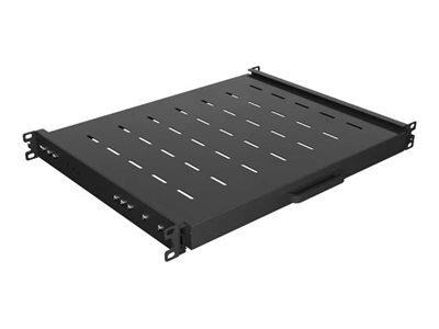 Lanberg - Stativskydehylde - 445 x 350 mm, belastningskapacitet op til 35 kg, 4-punkts montering - sort, RAL 9004 - 1U - 19
