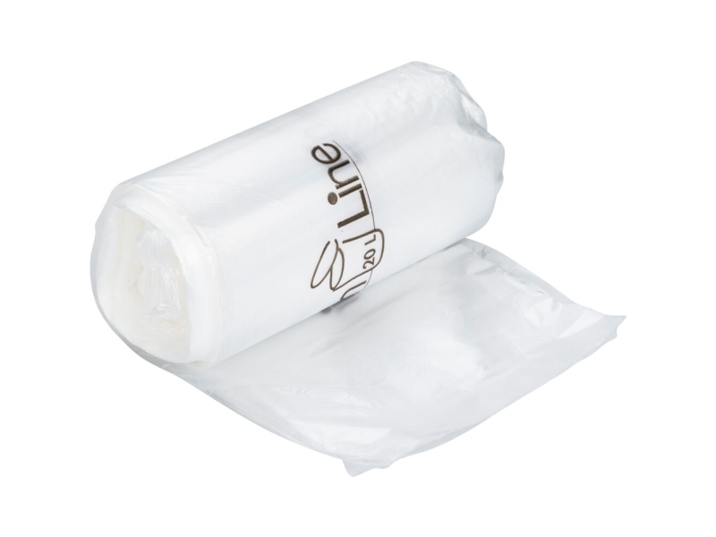 Spandepose med stjernebund, ABENA Bin-Line, 20 l, klar, LLDPE/virgin, 38,5x77 - (12 stk.)