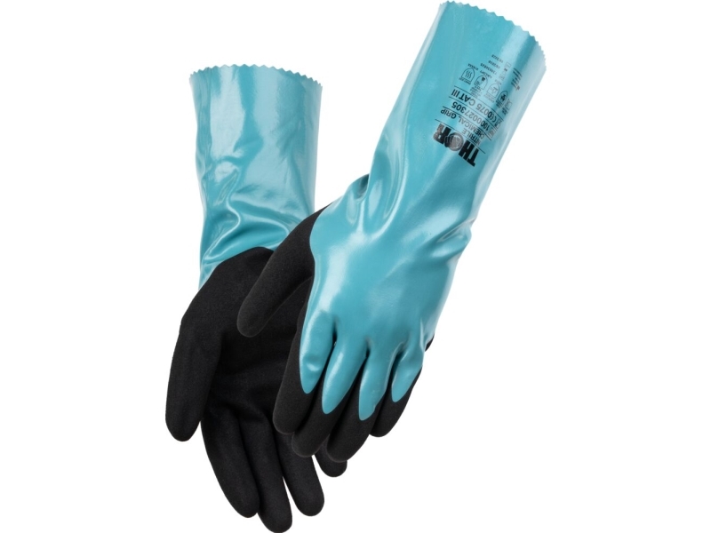 Nitrilhandschuh, Thor Chemical Grip, S, Schwarz, Nitril, Schwarz Auf Grün