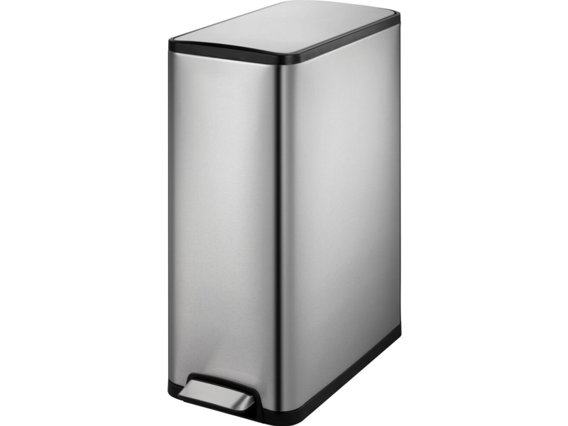 Pedalspand, EKO Ecoslim, stål mat, rustfrit stål, 45 l, plast inderspand, soft close