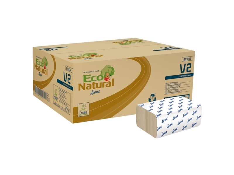 Håndklædeark EcoNatural V-fold 2-lag 21x21 cm - (20 pakker x 190 stk.)