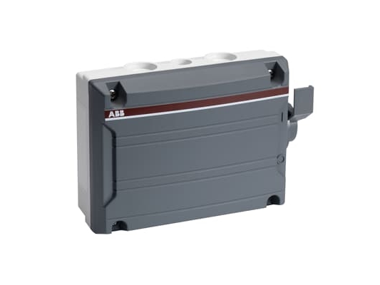 ABB Sikkerhedsafbryder 6 polet 16A 4 udslag til M25 samt 2 til M16, IP65 grå med sort greb