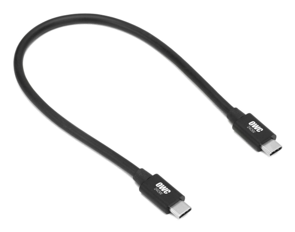 OWC - Thunderbolt kabel - 24 pin USB-C (han) til 24 pin USB-C (han) - USB 3.2 Gen 2 / USB4 / Thunderbolt 3 / Thunderbolt 4 / Thunderbolt 5 - 48 V - 5 A - 30 cm - 4K support, 8K support, Power Delivery support - sort