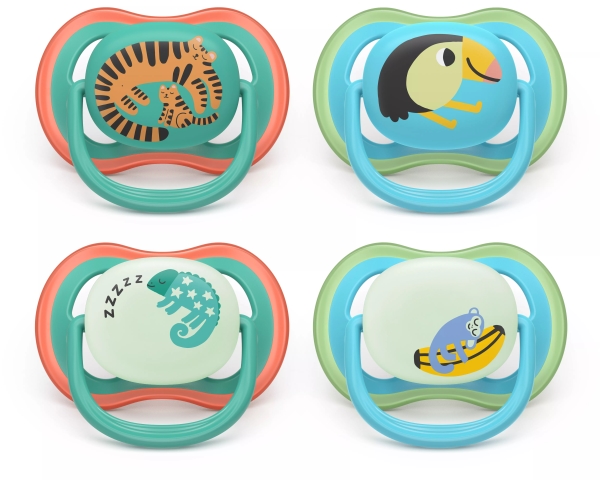 Philips AVENT Pacifier SCF087/27 ultra air dag og nat, Klassisk babysut, Ortodontisk, Silikone, Dreng/Pige