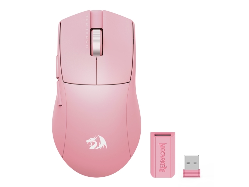 Redragon M916p-Lit-1K, Rf Wireless + Bluetooth + Usb Type-C, Lyserød