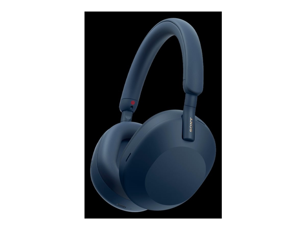 Sony WH-1000XM5 - Hovedtelefoner med mik. - fuld størrelse - Bluetooth - trådløs, kablet - aktiv støjfjerning - 3,5 mm jackstik - midnatsblå