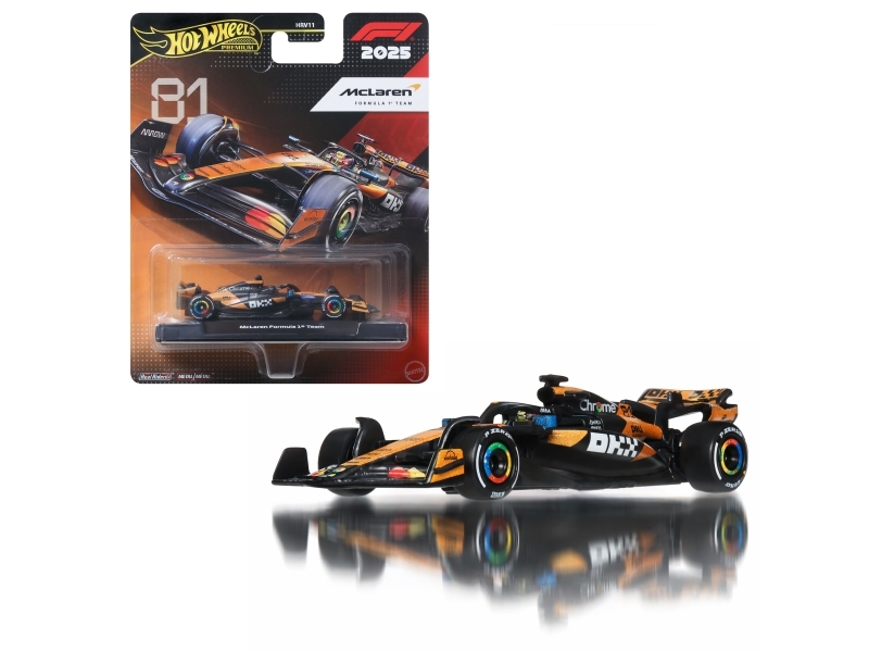 Hot Wheels Premium McLaren Formula 1 Team (#81) Vehicle, Kilpa-ajoneuvo, 14 vuosi/vuosia, Metalli, musta, Oranssi