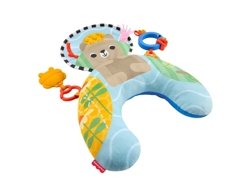 Fisher-Price Sensory Adventures Tummy Wedge Newborn Support With Teether & Rattle Baby Toys, Fabric, Plastic, Multicolour