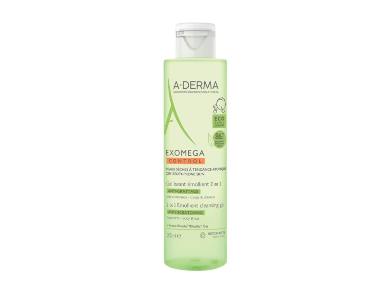A-Derma, Exomega Control, Anti-Scratching & Soothing, Cleansing Gel, For Hair & Body, 200 ml