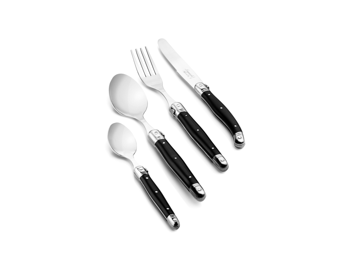 Laguiole Besteckset, 24-Teilig, Schwarzer Stiel